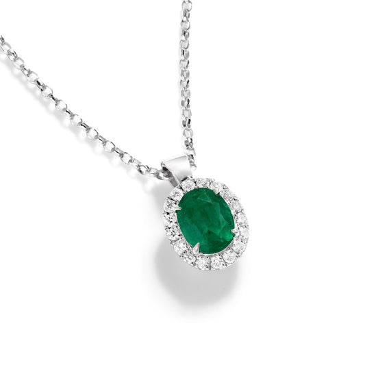 Natural Vivid Green Emerald Pendant, 0.65 Ct. (0.80 Ct. TW), G2106160425