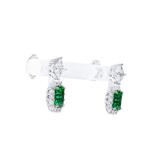 Natural Vivid Muzo Green Colombian Emerald Earrings, 1.08 Ct. (2.61 Ct. TW), GRS2023-088466