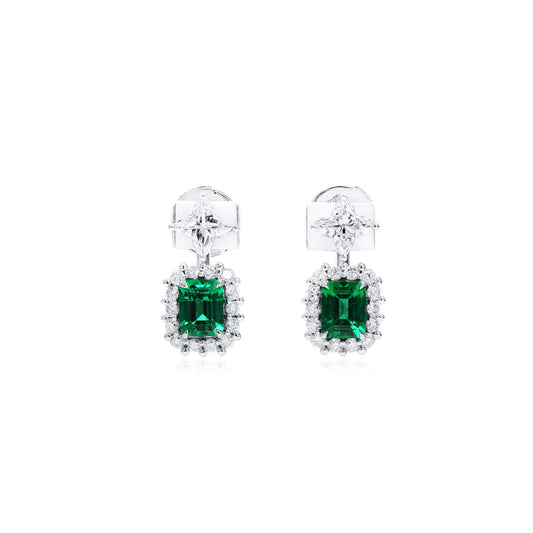 Natural Vivid Muzo Green Colombian Emerald Earrings, 1.08 Ct. (2.61 Ct. TW), GRS2023-088466