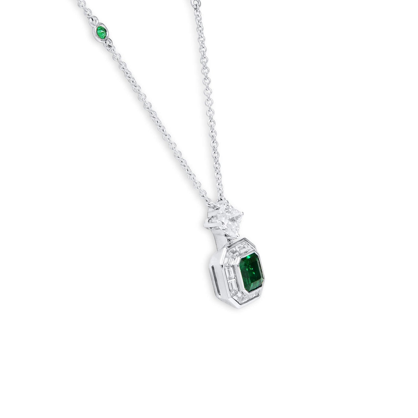 Natural Vivid Muzo Green Colombian Emerald Pendant, 0.84 Ct. (1.96 Ct. TW), GRS2023-079963