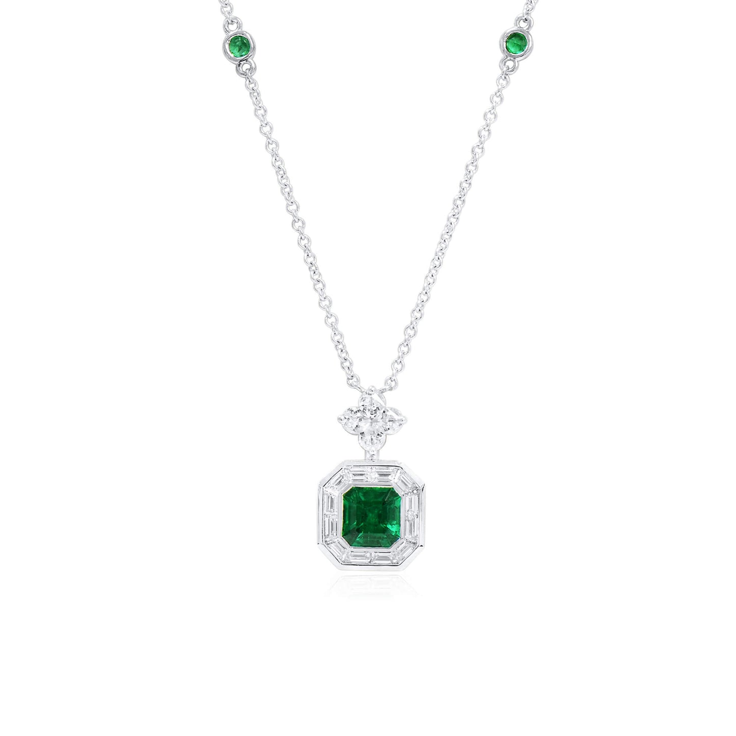 Natural Vivid Muzo Green Colombian Emerald Pendant, 0.84 Ct. (1.96 Ct. TW), GRS2023-079963
