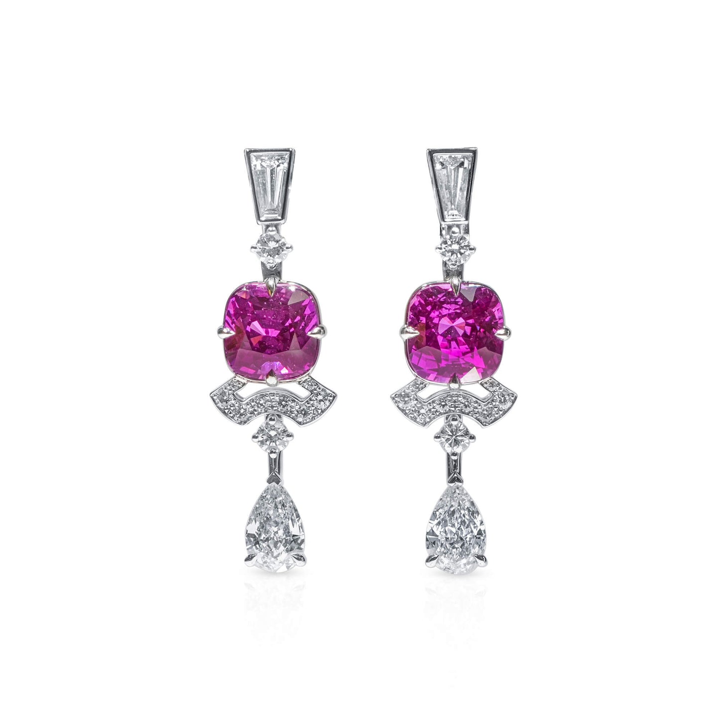 Natural Vivid Purplish Pink Sapphire Earrings, 6.50 Ct. (8.28 Ct. TW), JCEG01109338, Unheated