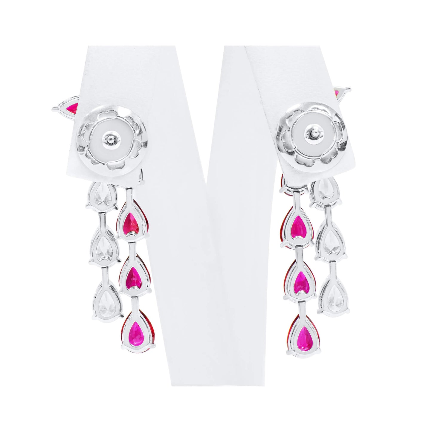 Natural Vivid Red Mozambique Ruby Earrings, 10.66 Ct. TW, Pear shape, GRS Certified