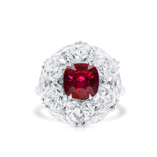 Natural Vivid Red Ruby and Diamond Ring, 2.62 Ct. (9.34 Ct. TW), GRS2023-058846, Unheated