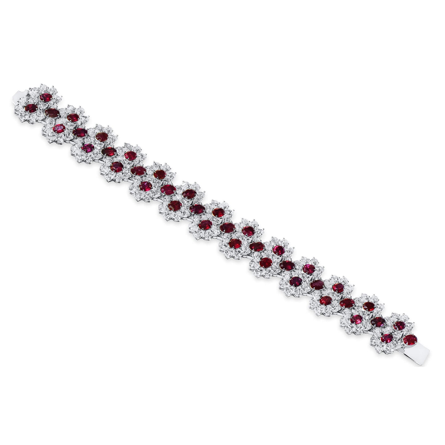 Natural Vivid Red Ruby Bracelet, 39.74 Ct. TW, BELLEROPHON Certified, unheated