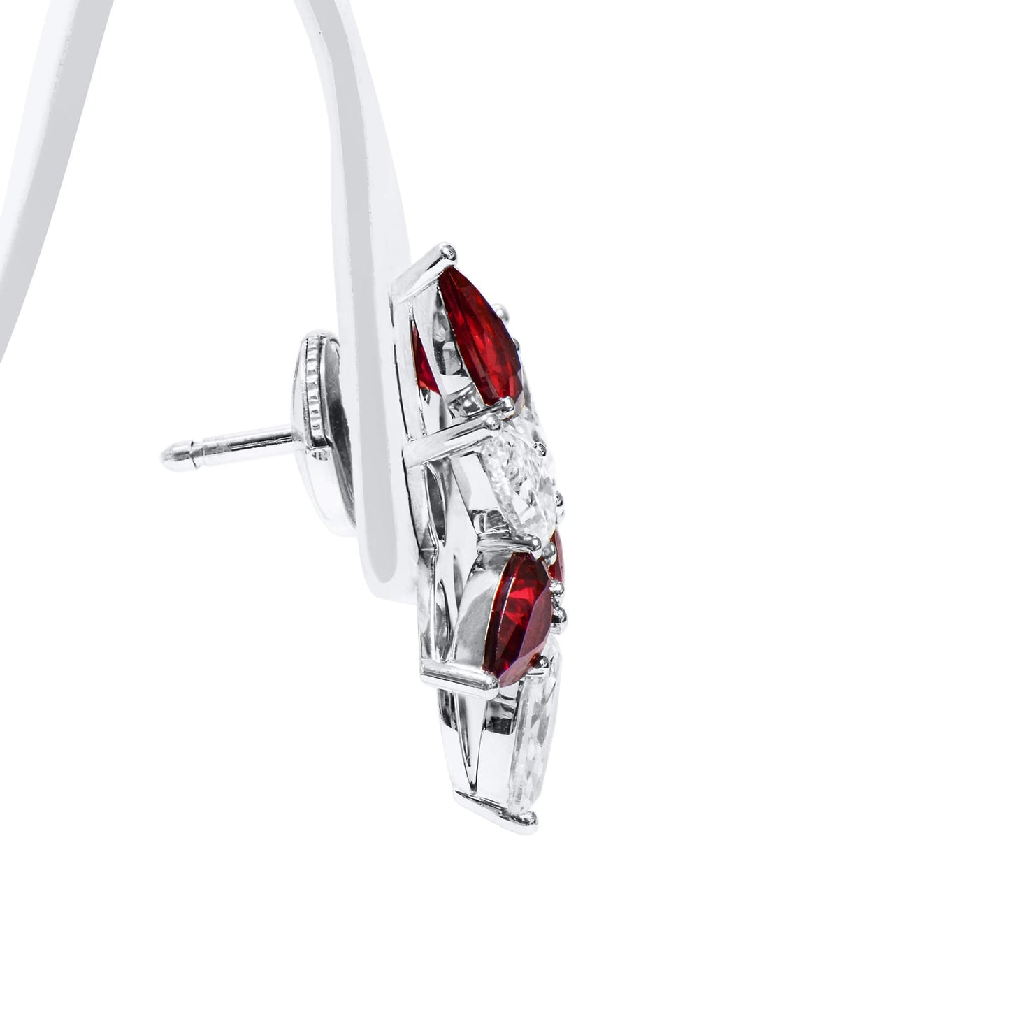 Natural Vivid Red Ruby Earrings, 5.80 Ct. TW, Pear shape, GRS Certified
