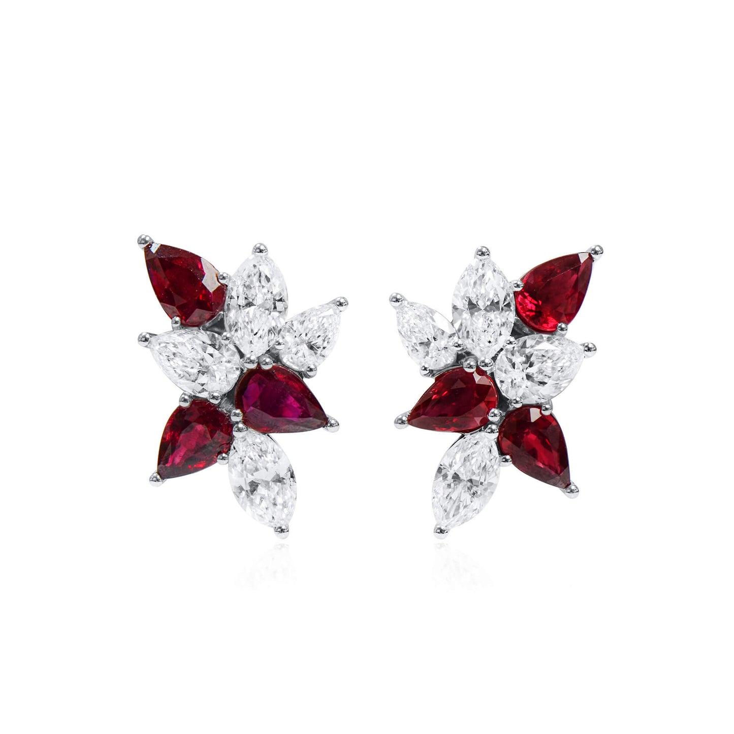 Natural Vivid Red Ruby Earrings, 5.80 Ct. TW, Pear shape, GRS Certified