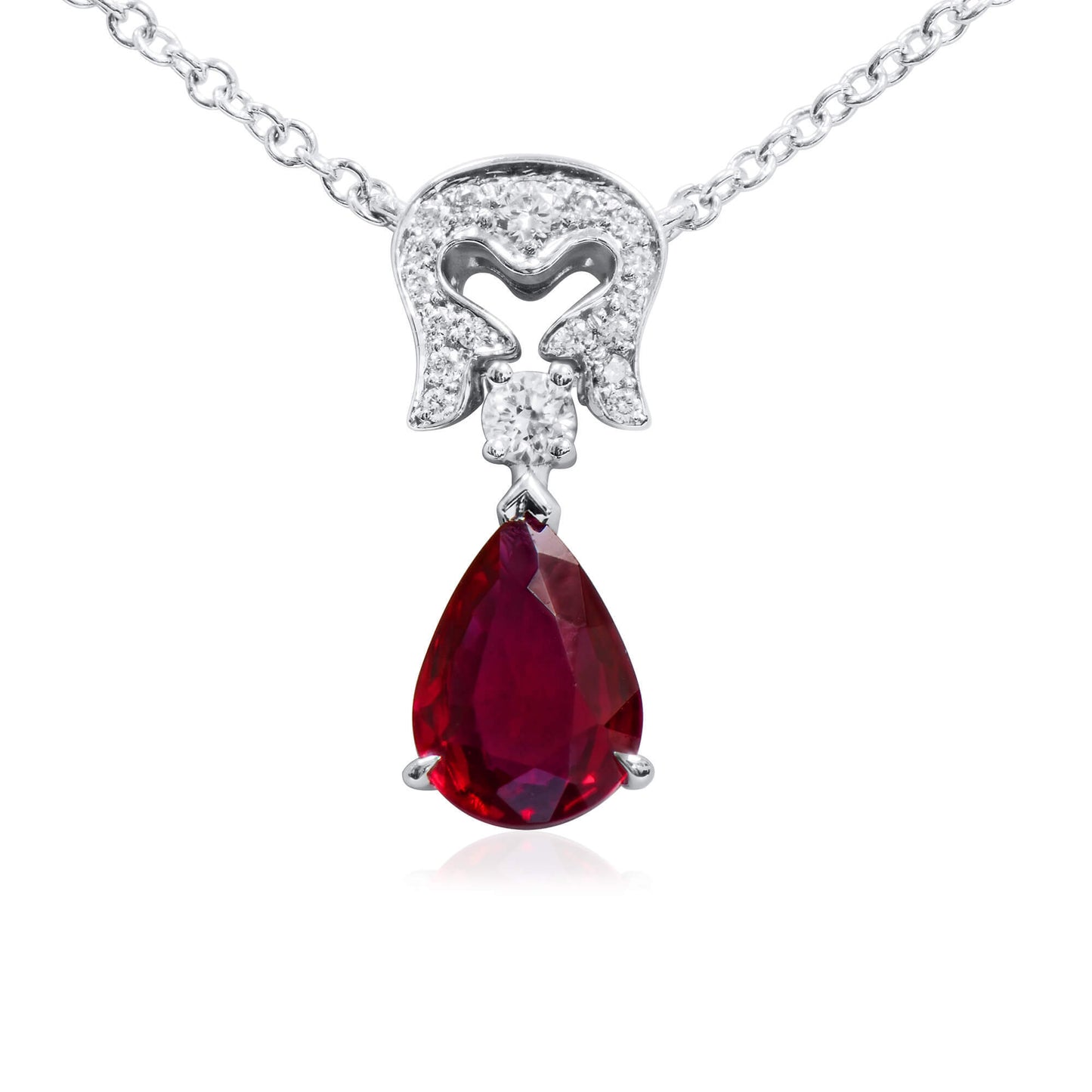 Natural Vivid Red Ruby Pendant, 0.73 Ct. TW, Pear shape, GRS Certified