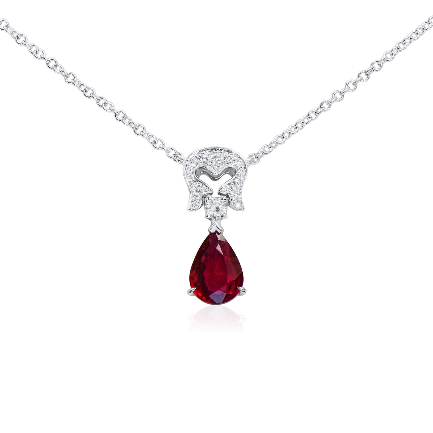 Natural Vivid Red Ruby Pendant, 0.73 Ct. TW, Pear shape, GRS Certified