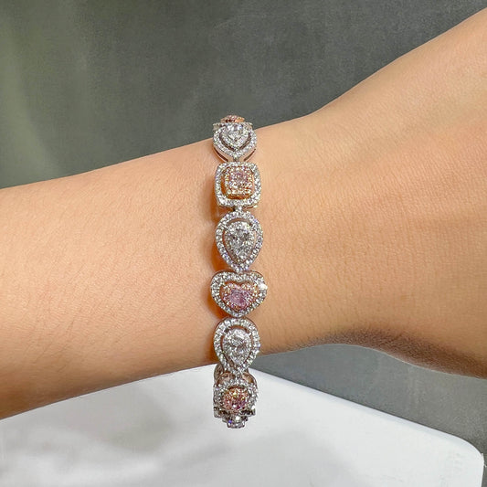 Pink And White Diamond Bracelet | 2.46 Ct. (7.36 Ct. TW), Mix shape, GIA Certified