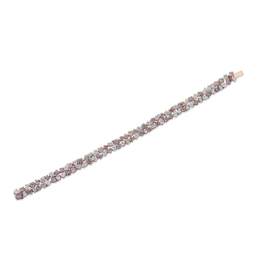 Pink and White Diamond Bracelet, 6.01 Ct. (12.75 Ct. TW), Multishape