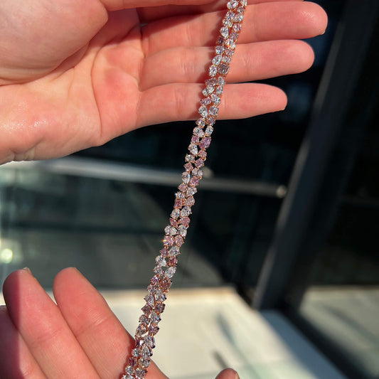 Pink and White Diamond Bracelet, 6.01 Ct. (12.75 Ct. TW), Multishape