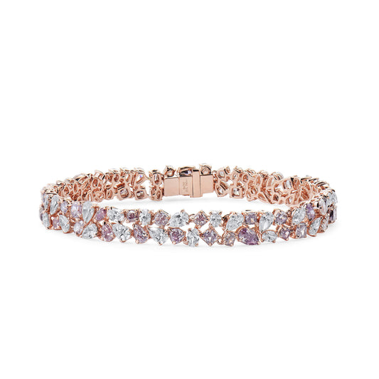 Pink and White Diamond Bracelet, 6.01 Ct. (12.75 Ct. TW), Multishape