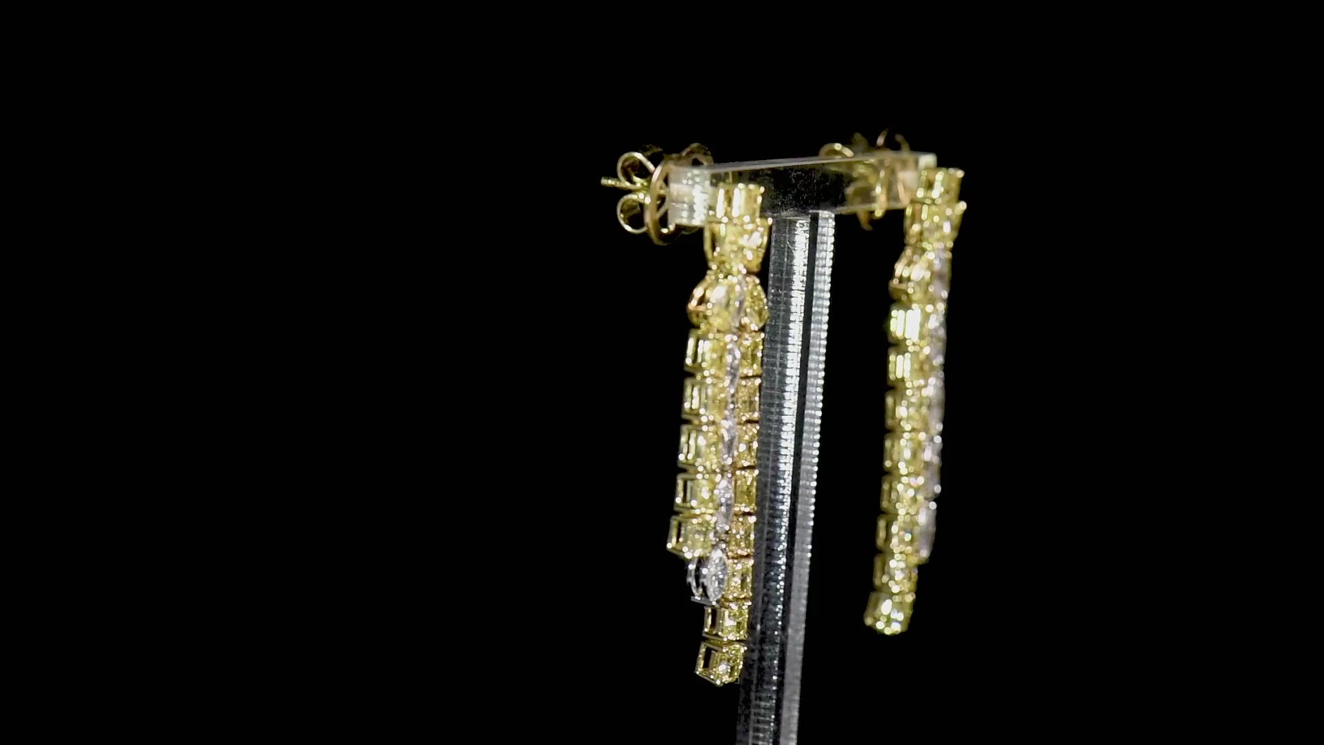 Fancy Yellow Diamond Earrings, 7.50 Ct. TW, MIX shape