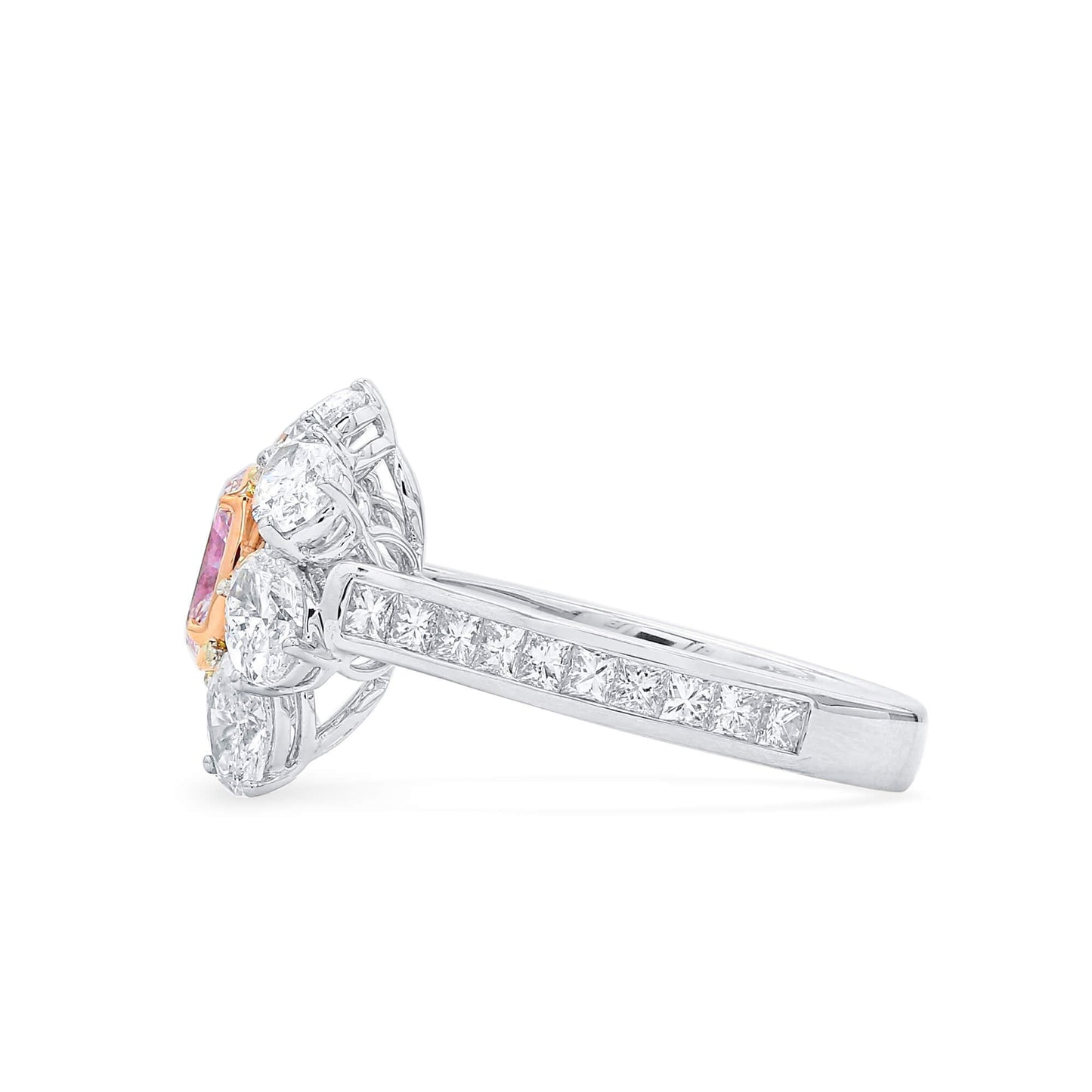 Very Light Pink and White Diamond Ring,0.50 Ct. (3.09 Ct. TW), Oval Shape, GIA Certified, 2225230737