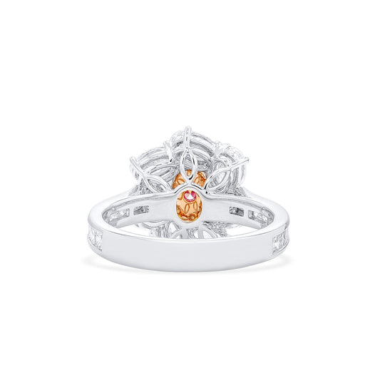 Very Light Pink and White Diamond Ring,0.50 Ct. (3.09 Ct. TW), Oval Shape, GIA Certified, 2225230737