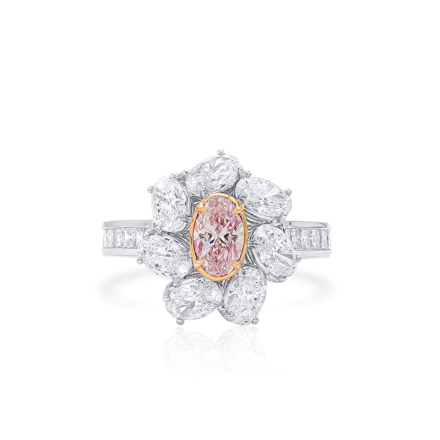 Very Light Pink and White Diamond Ring,0.50 Ct. (3.09 Ct. TW), Oval Shape, GIA Certified, 2225230737