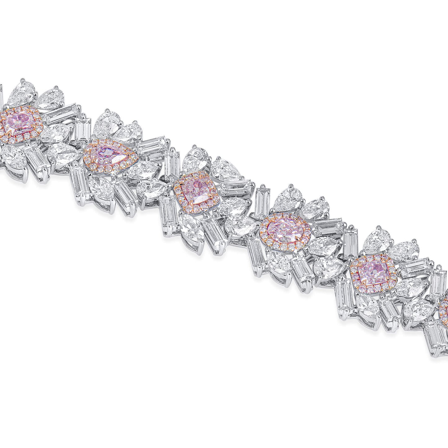 Very Light Pink Diamond Bracelet, 23.07 Ct. TW, MIX shape, GIA Certified