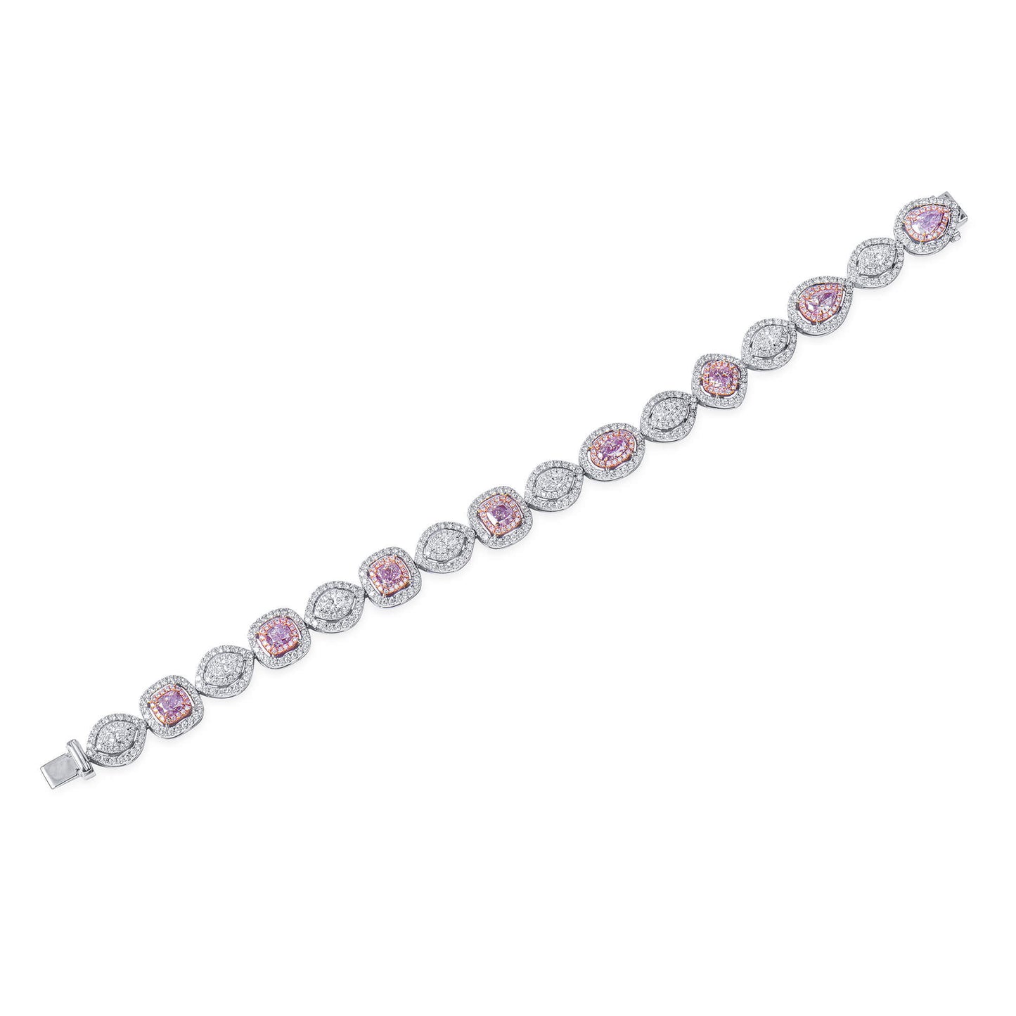 Very Light Pink Diamond Bracelet, 6.58 Ct. TW, Pear shape, GIA Certified