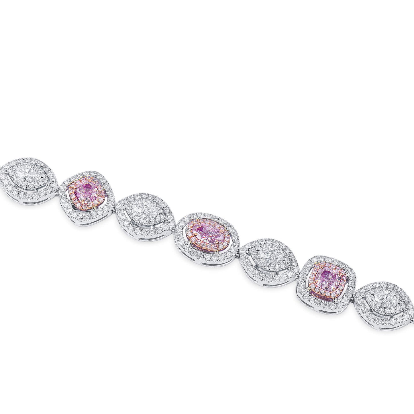 Very Light Pink Diamond Bracelet, 6.58 Ct. TW, Pear shape, GIA Certified