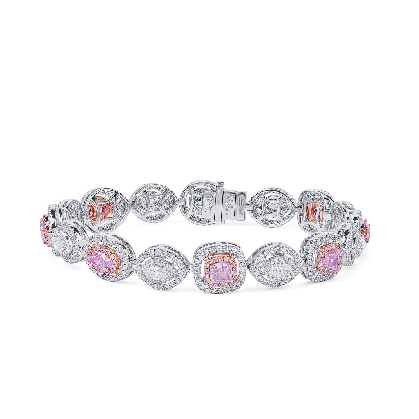 Very Light Pink Diamond Bracelet, 6.58 Ct. TW, Pear shape, GIA Certified