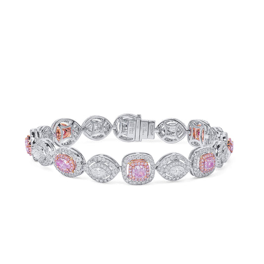 Very Light Pink Diamond Bracelet, 6.58 Ct. TW, Pear shape, GIA Certified