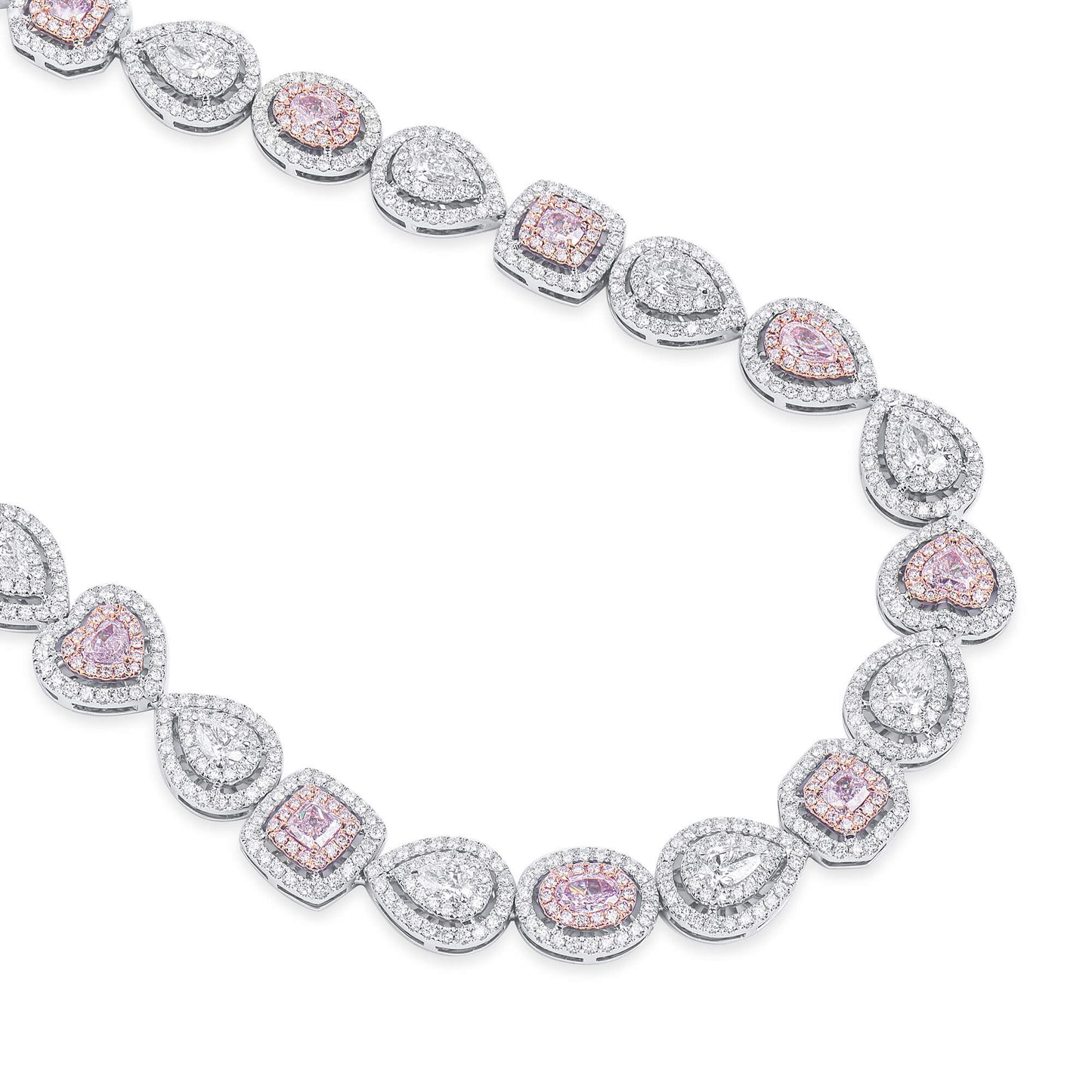 Very Light Pink Diamond Necklace, 17.70 Ct. TW, MIX shape, GIA Certified