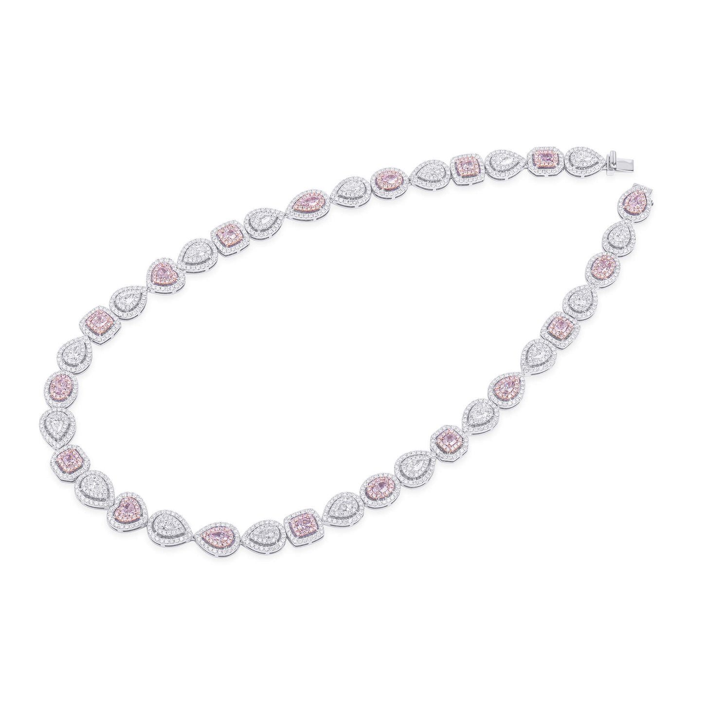 Very Light Pink Diamond Necklace, 17.70 Ct. TW, MIX shape, GIA Certified