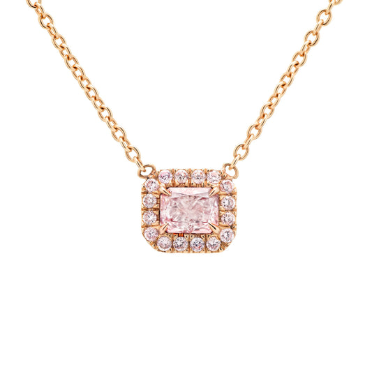 Very Light Pink Diamond Pendant, 0.56 Ct. TW, Radiant shape, GIA Certified