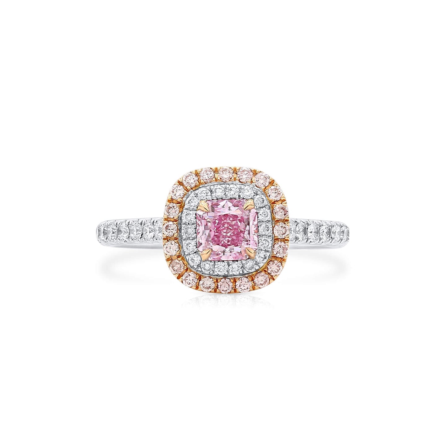 Very Light Pink Diamond Ring, 0.91 Ct. TW, Radiant shape, GIA Certified