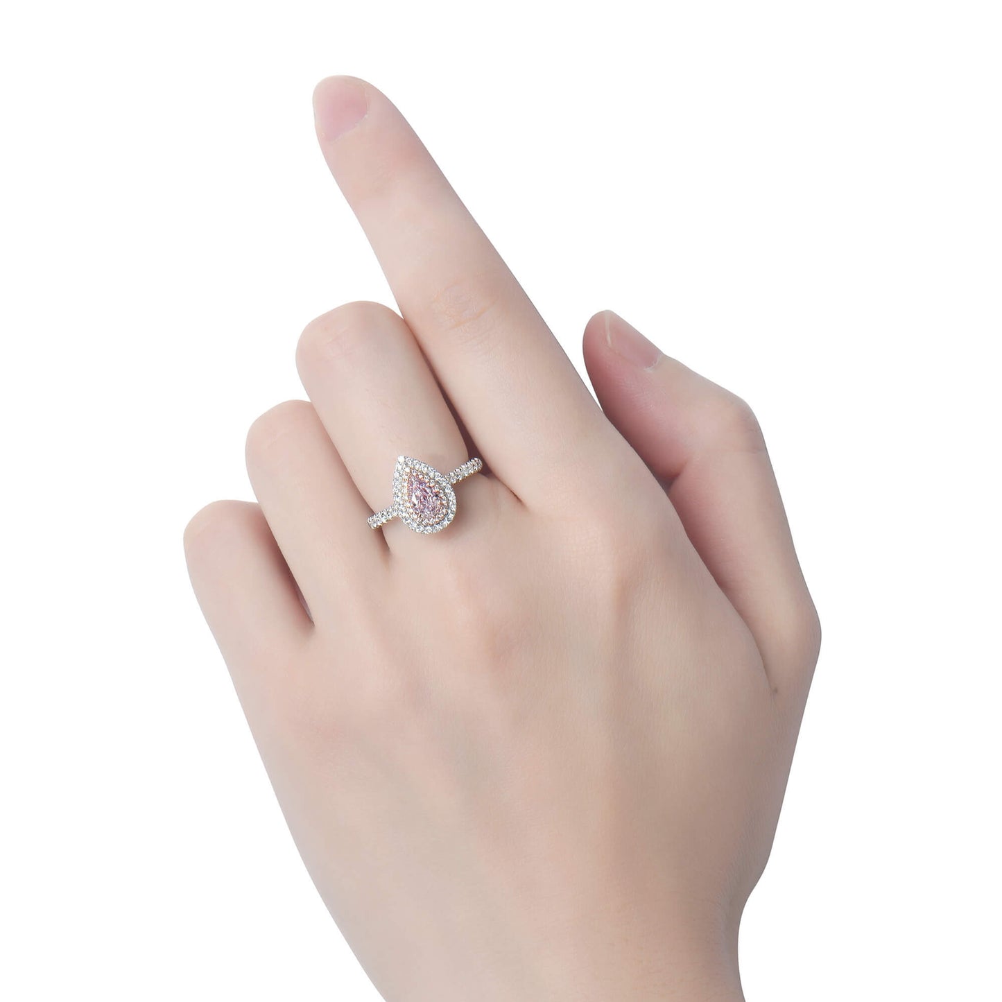Very Light Pink Diamond Ring, 1.23 Ct. TW, Pear shape, GIA Certified