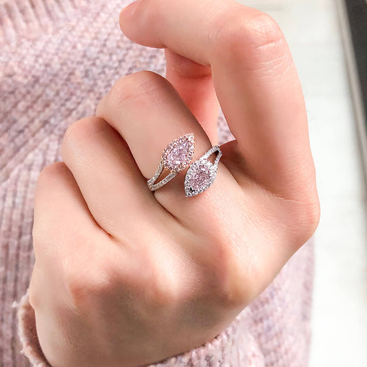Very Light Pink Diamond Ring, 1.43 Ct. TW, Pear shape, GIA Certified