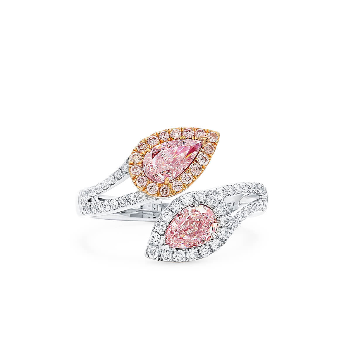 Very Light Pink Diamond Ring, 1.43 Ct. TW, Pear shape, GIA Certified