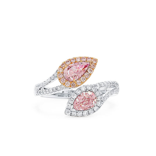 Very Light Pink Diamond Ring, 1.43 Ct. TW, Pear shape, GIA Certified