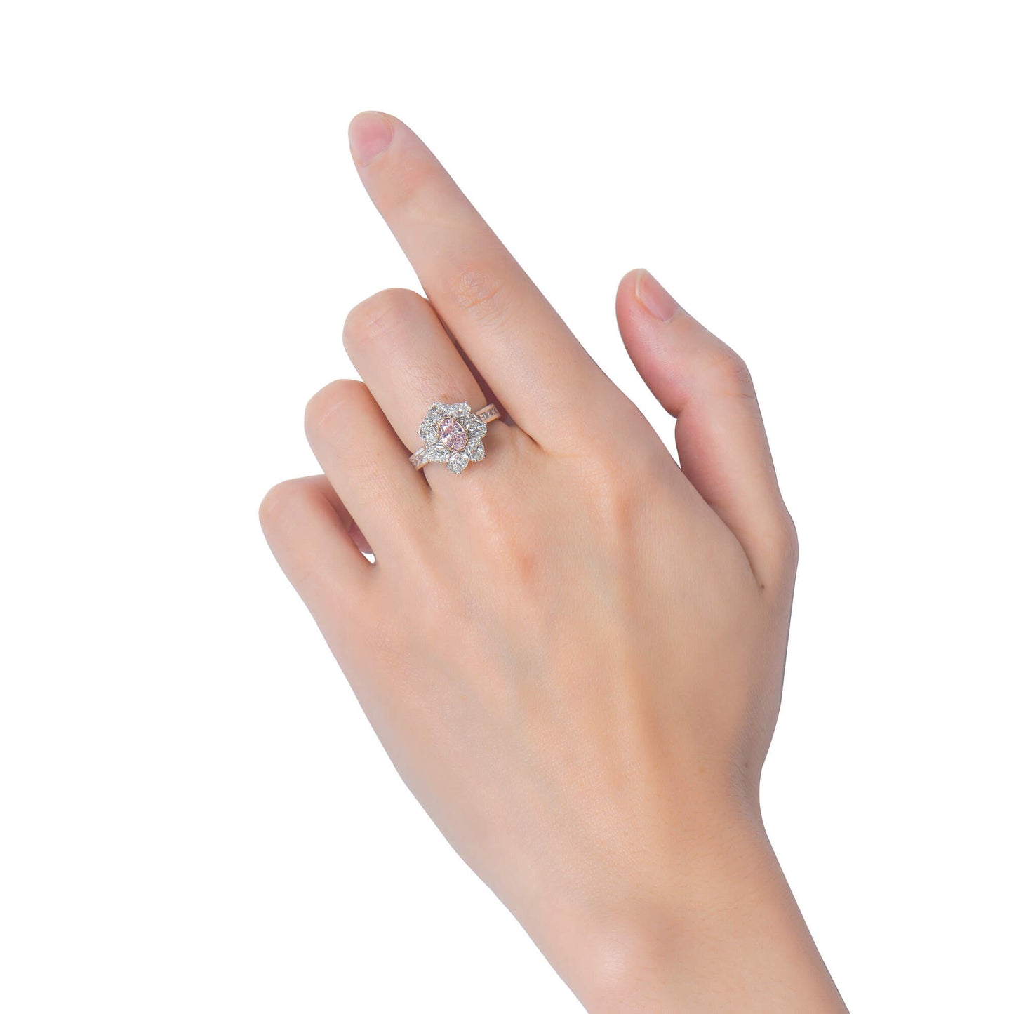 Very Light Pink Diamond Ring, 2.71 Ct. TW, Oval shape, GIA Certified