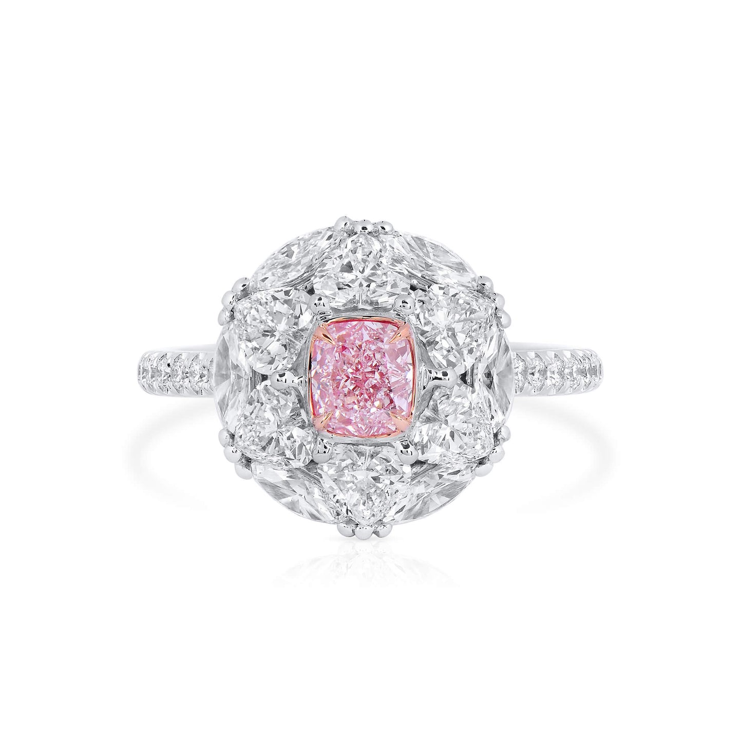 Very Light Pink Diamond Ring, 2.83 Ct. TW, Cushion shape, GIA Certified