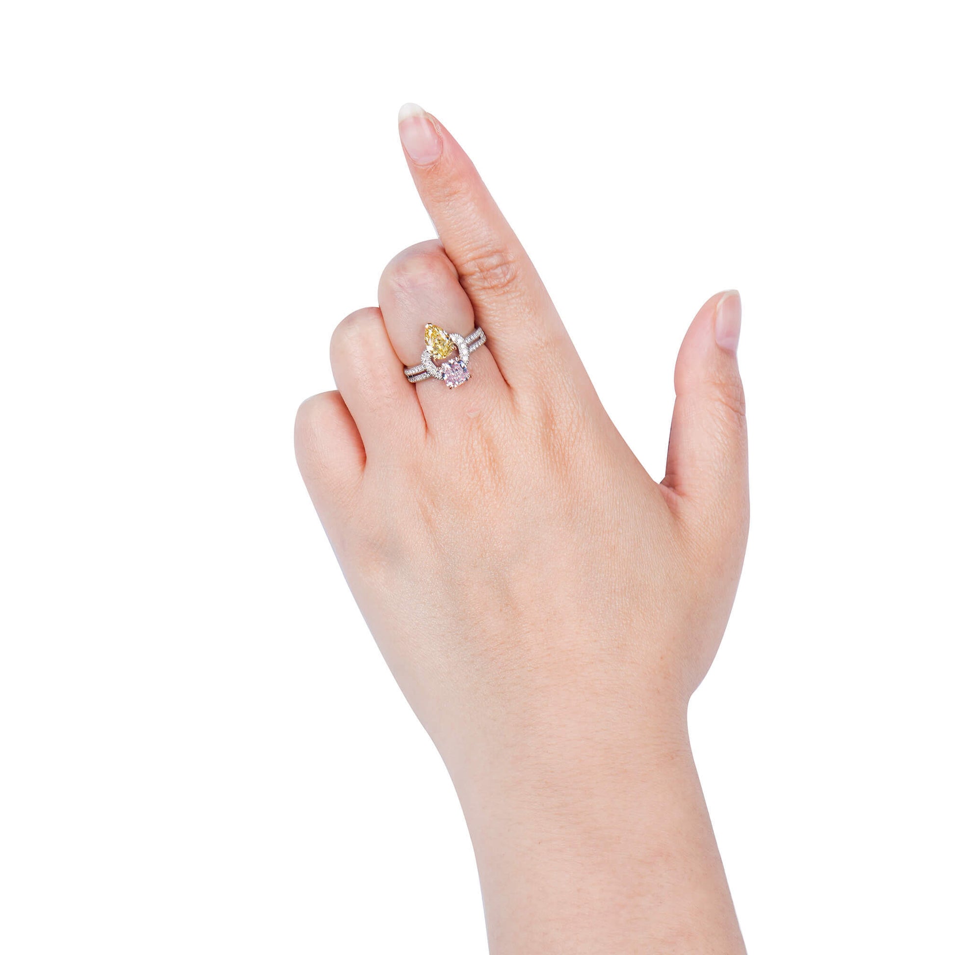 טבעת יהלום בצבע חום ורדרד בהיר מאוד, 2.59 קראט. TW, צורת MIX, מוסמך GIA