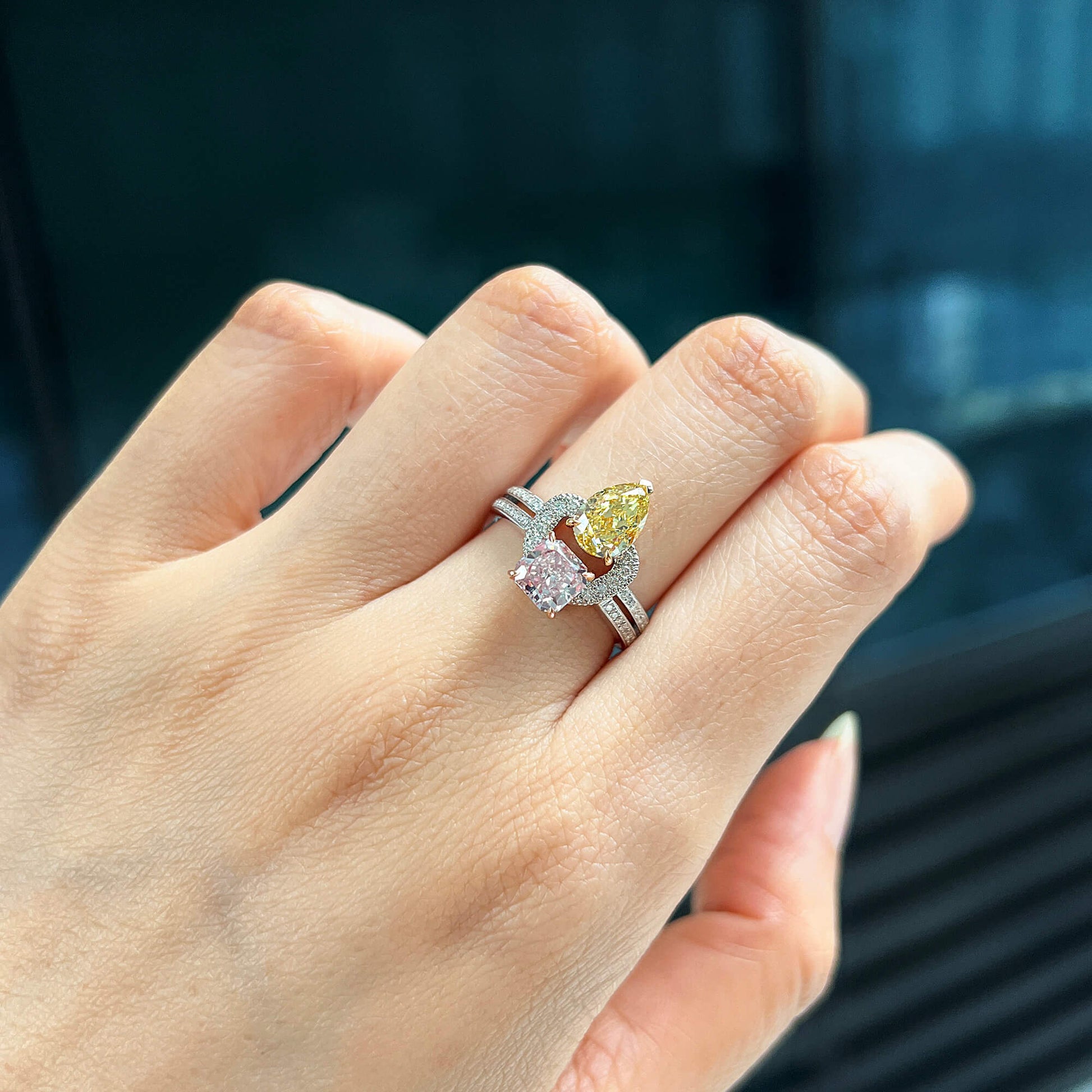 טבעת יהלום בצבע חום ורדרד בהיר מאוד, 2.59 קראט. TW, צורת MIX, מוסמך GIA