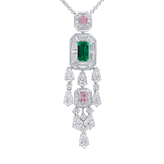 Natural Vivid Green Colombia Emerald Pendant, 5.31 Ct. TW, Octagonal shape, GRS Certified