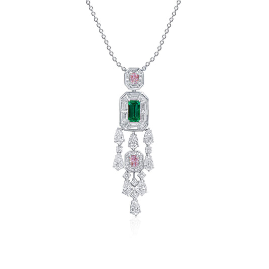 Natural Vivid Green Colombia Emerald Pendant, 5.31 Ct. TW, Octagonal shape, GRS Certified