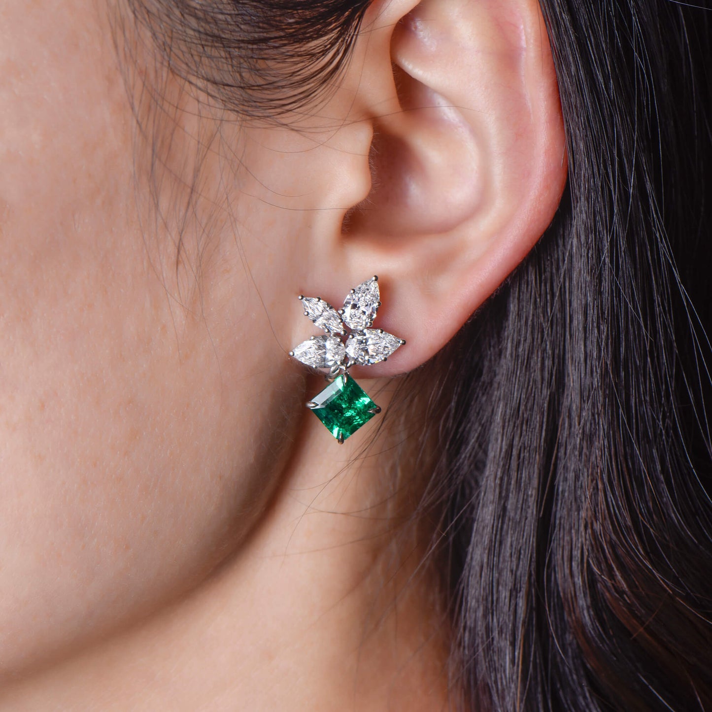 Vivid Green Colombian Emerald And Diamond Earrings, 3.66 Ct. (8.17 Ct. TW), JCEG01113090