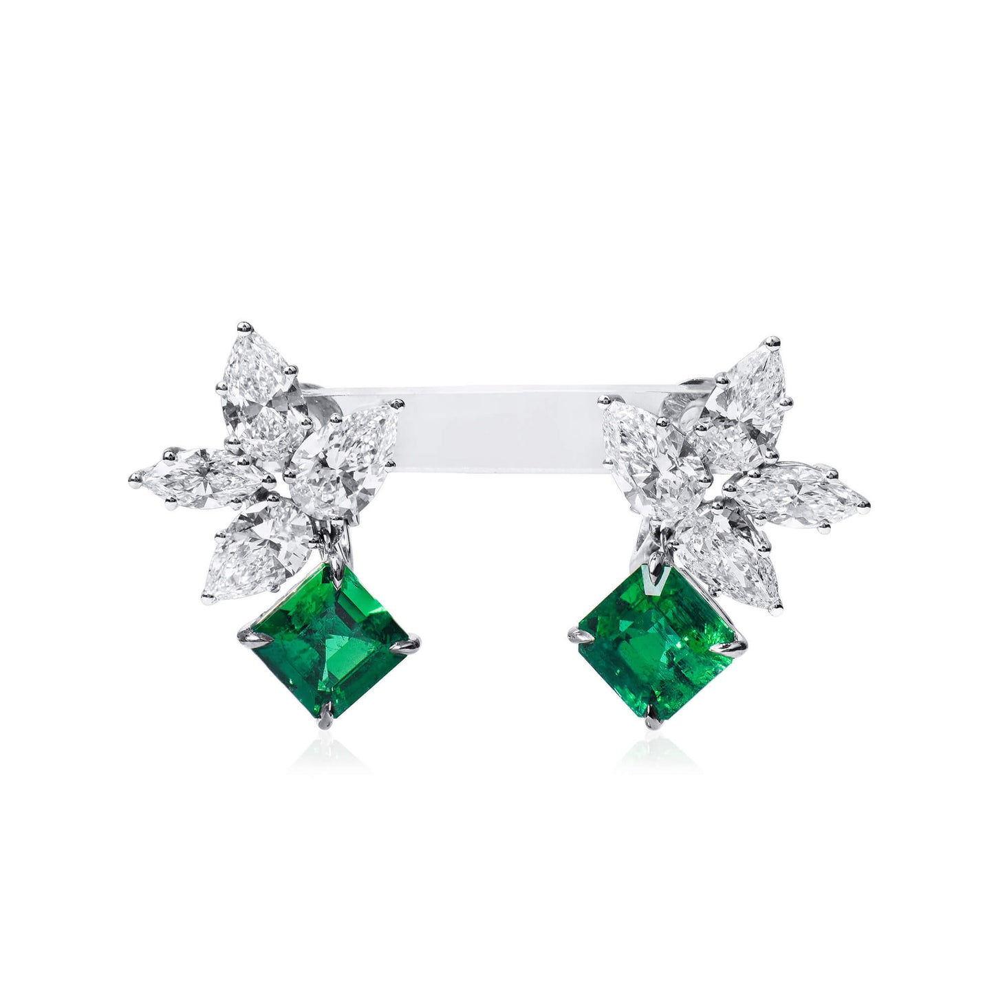 Vivid Green Colombian Emerald And Diamond Earrings, 3.66 Ct. (8.17 Ct. TW), JCEG01113090
