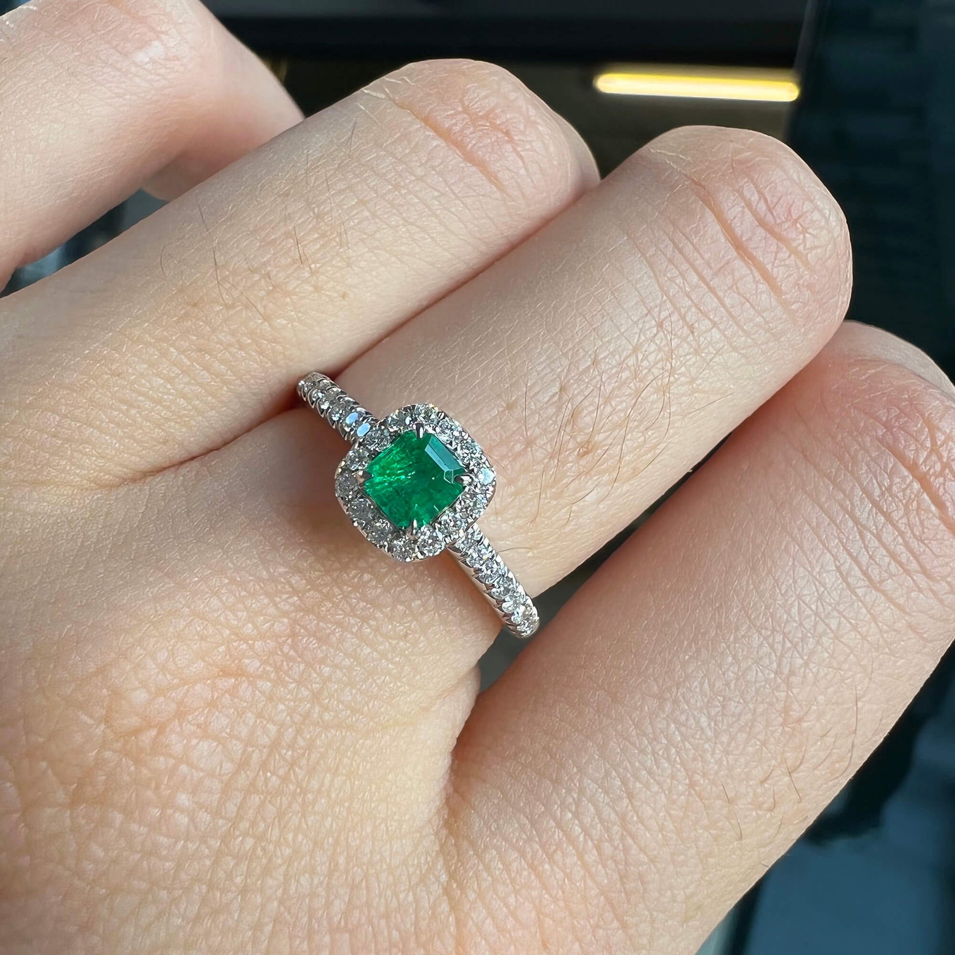 Vivid Green Colombian Emerald And Diamond Ring, 0.31 Ct. (0.55 Ct. TW), G2112020314