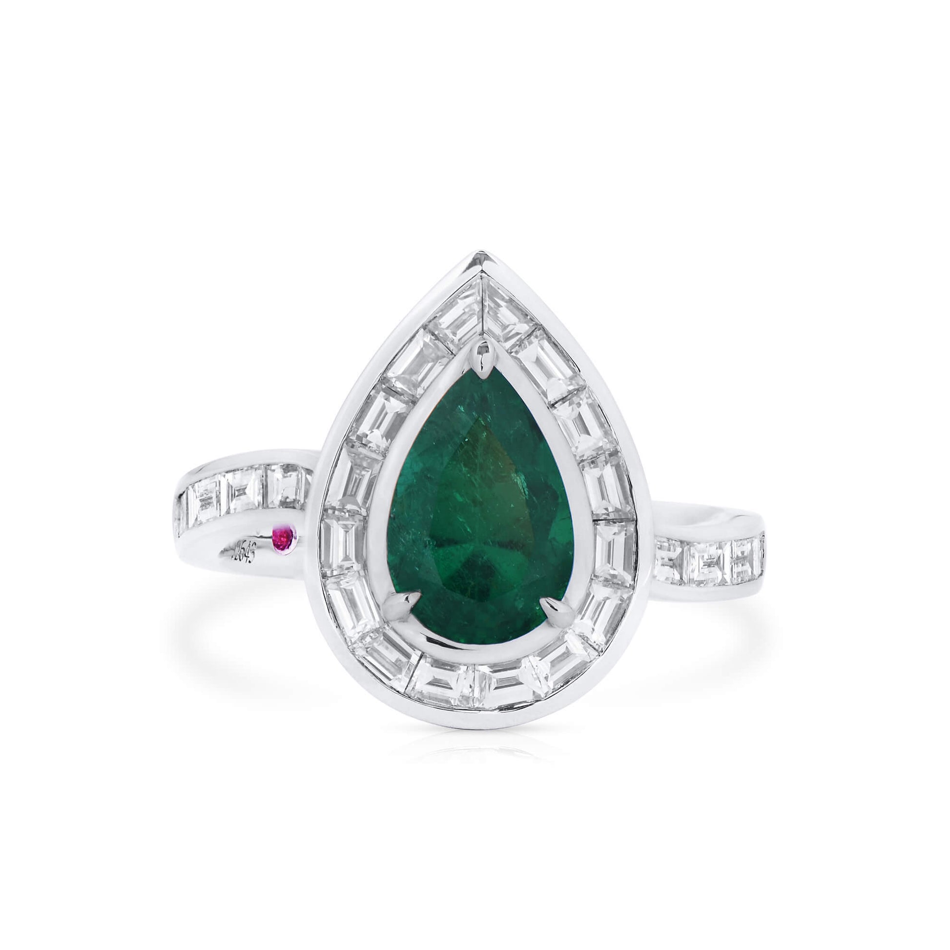 Vivid Green Colombian Emerald And Diamond Ring, 1.45 Ct. (2.48 Ct. TW), GRS2021-038574