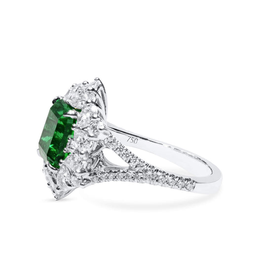 Vivid green colombian emerald and diamond ring, 2.64 CT. (4.62 CT. TW), GRS2021-118015
