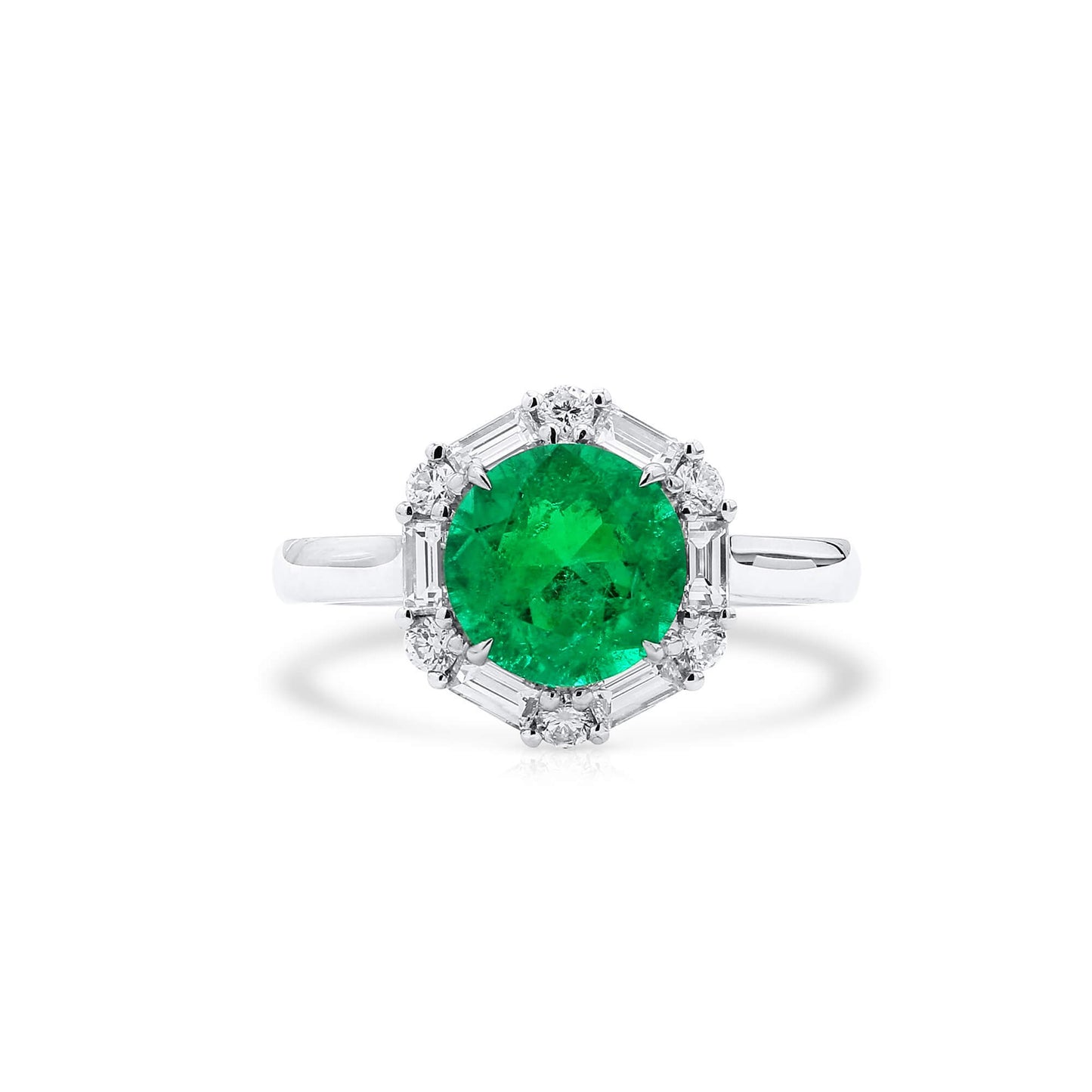 Vivid Green Colombian Emerald And Diamond Ring|1.82 Ct. (2.48 Ct. TW), GRS2020-128132