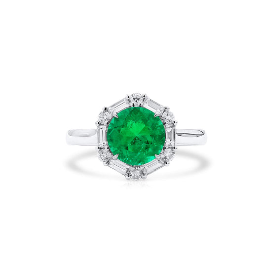 Vivid Green Colombian Emerald And Diamond Ring|1.82 Ct. (2.48 Ct. TW), GRS2020-128132