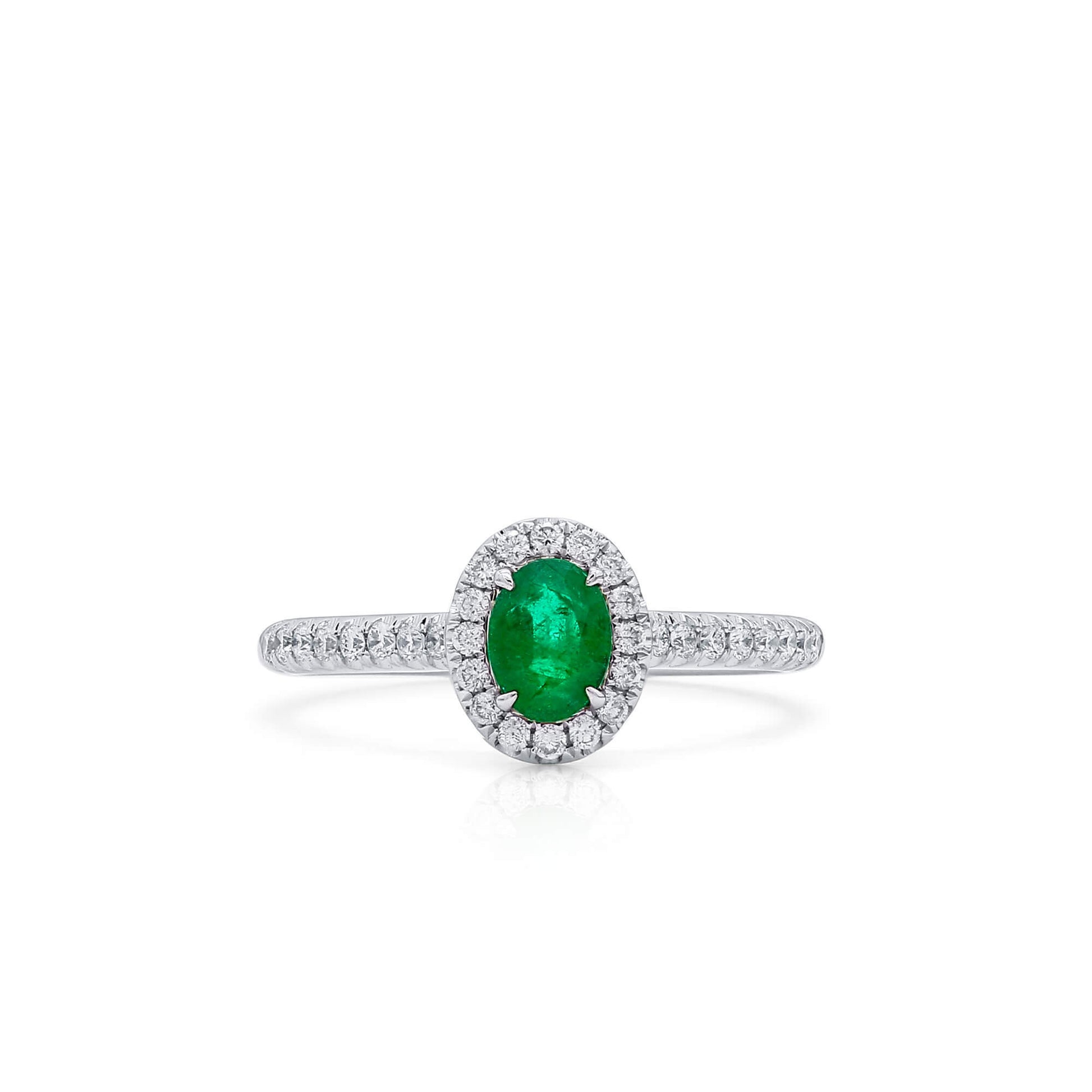 Vivid Green Emerald And Diamond Ring, 0.34 Ct. (0.58 Ct. TW), G2112020313