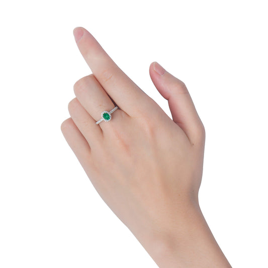 Vivid Green Emerald And Diamond Ring, 0.41 Ct. (0.65 Ct. TW), G2112020321
