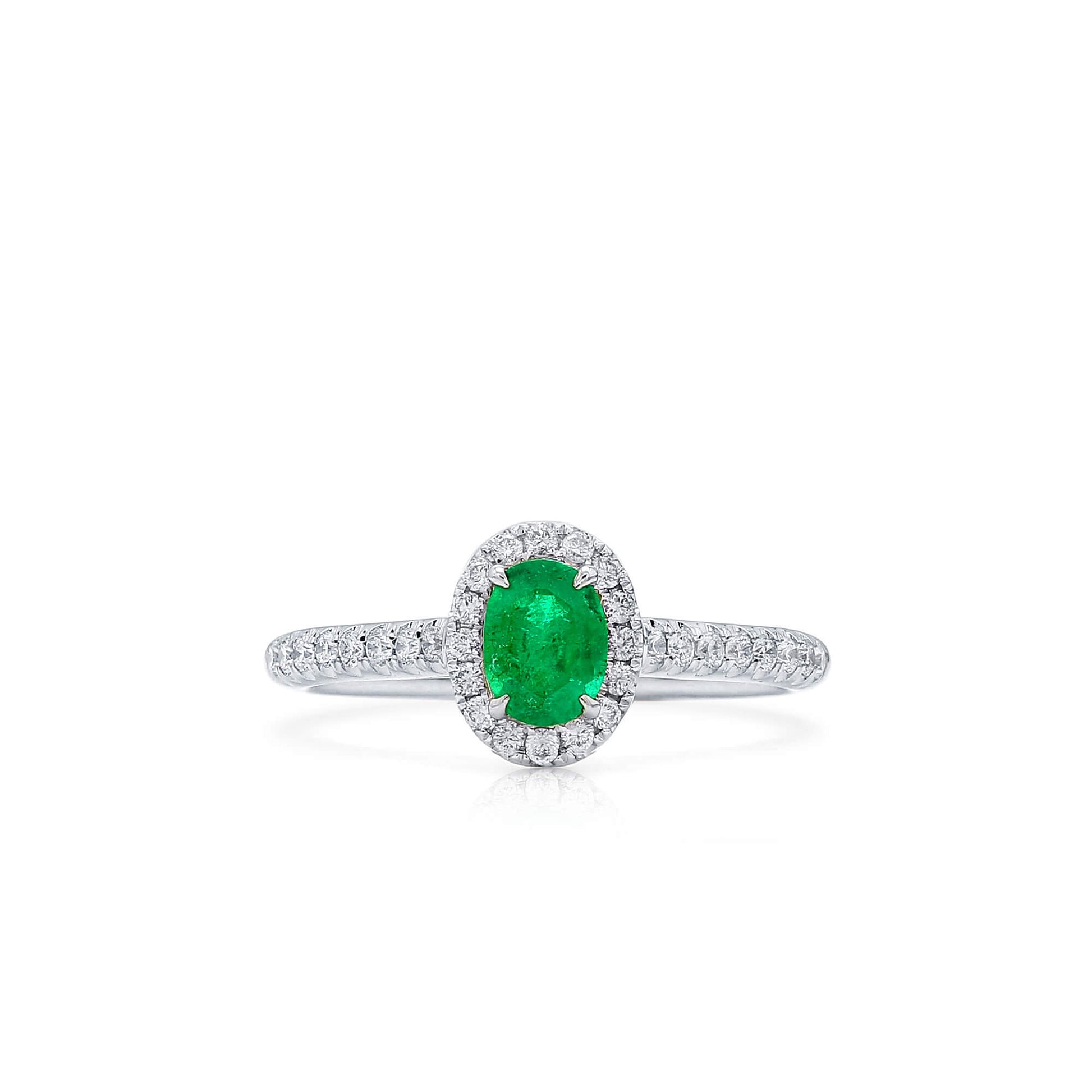 Vivid Green Emerald And Diamond Ring, 0.41 Ct. (0.65 Ct. TW), G2112020321